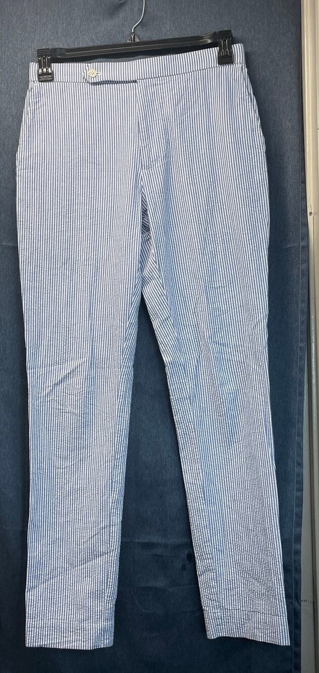 Polo Ralph Lauren Mens 32X32 White/blueStripe 100%CottonPockets ResortWearPants